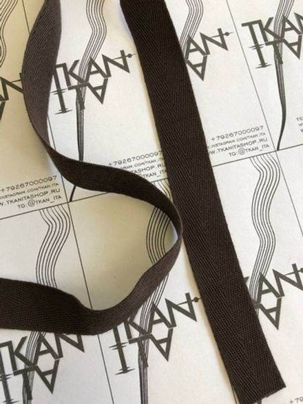 Хлопковая киперная лента (100%хлопок, Темно-шоколадный, 20)