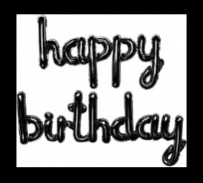К Надпись, Happy Birthday (курсив), Черный, 17"/43 см