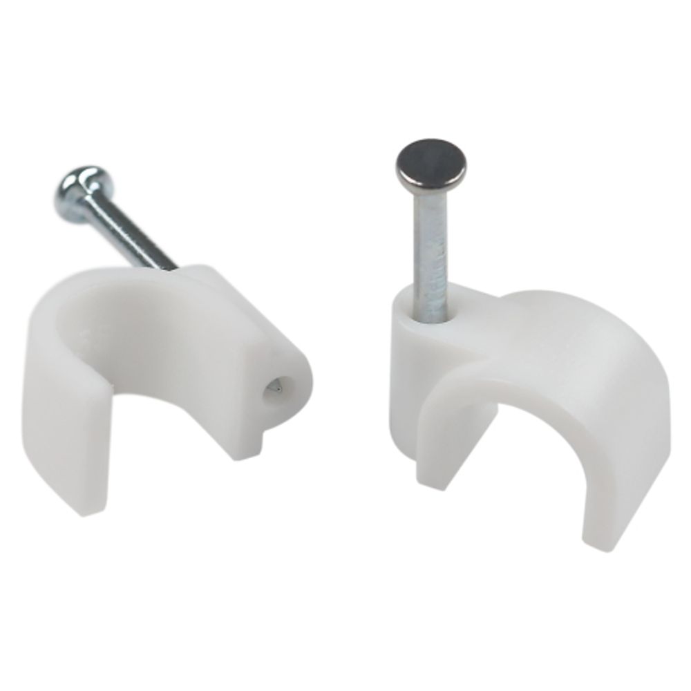 Скоба пластиковая ЭРА NO-225-279 крепежная круглая 9 мм белая (10 шт/уп)