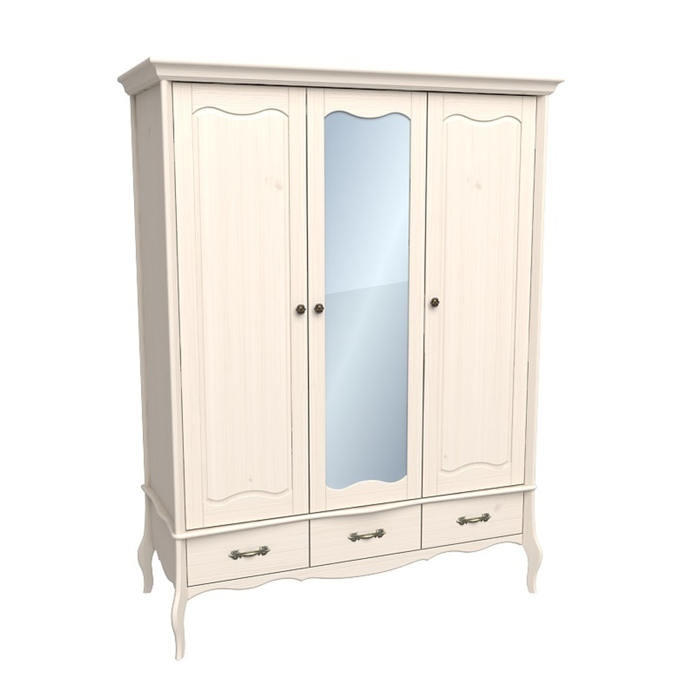 Шкаф 3х дверный с зеркалом «Прованс» бежевый воск