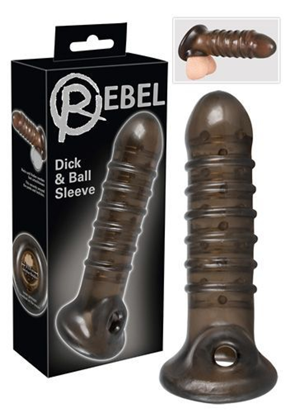 Насадка на пенис You2Toys Rebel Smoke с рёбрышками и кольцом, 18 см