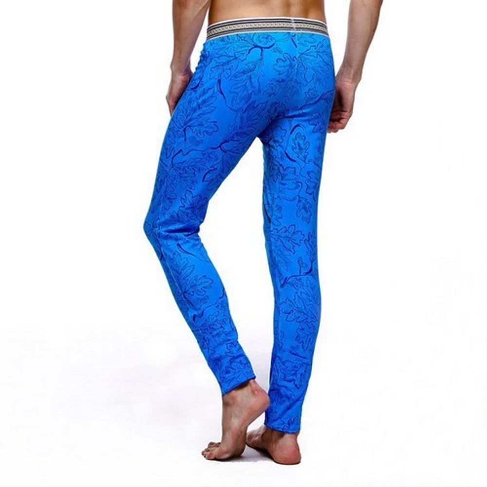 Мужские кальсоны cиние с узором из листьев Superbody Forest Leaves BLUE 18456