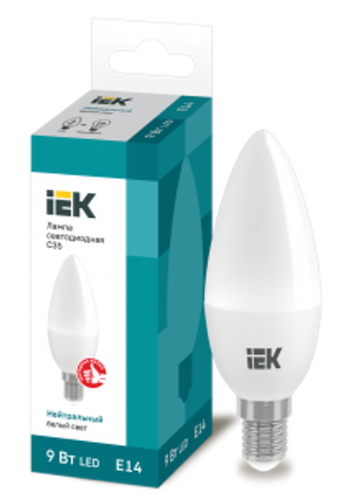 Лампа светодиодная C35 свеча 9Вт 230В 4000К E14 IEK