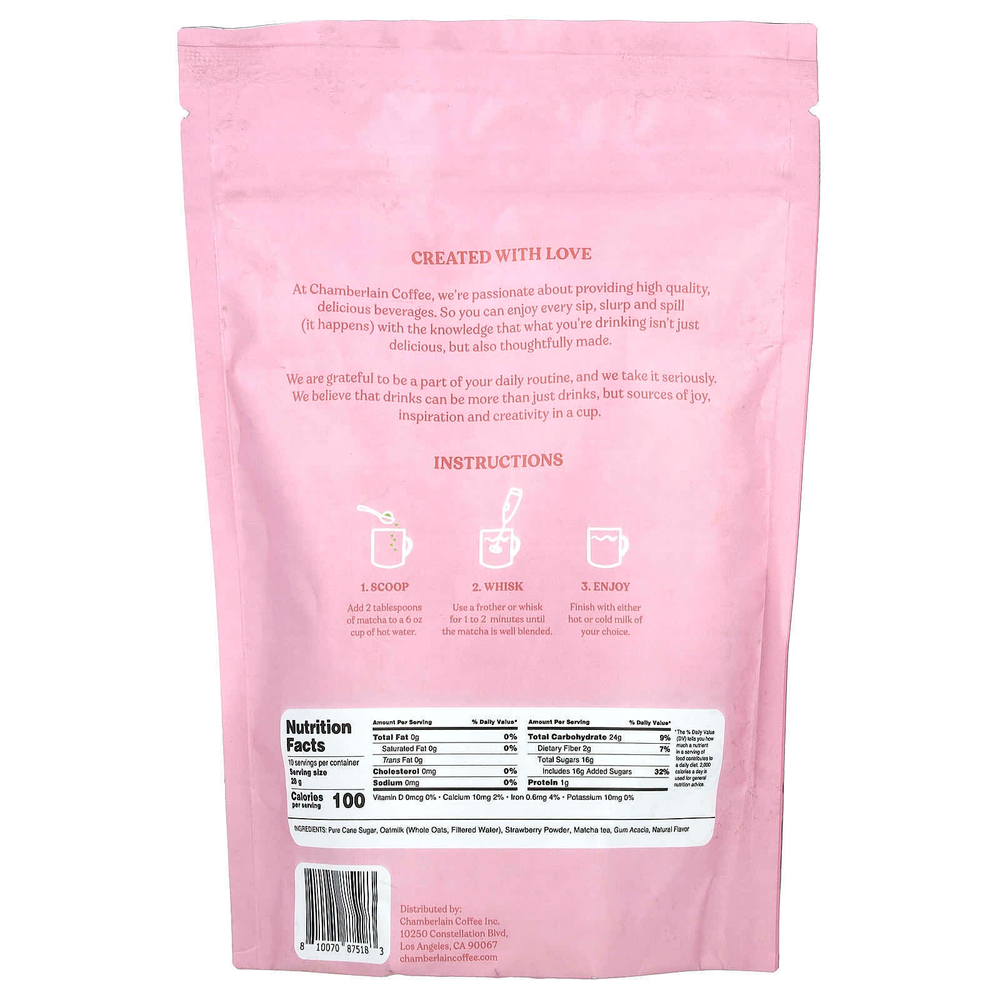 Chamberlain Coffee, Клубничный латте с овсяным молоком, 283 г (10 унций)