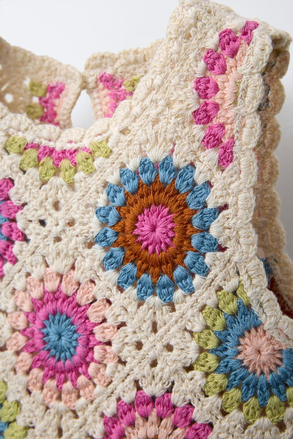 ZARA ТРИКОТАЖНОЕ ПЛАТЬЕ ИЗ КРУЖЕВА КРОШЕ, РАЗНОЦВЕТНЫЙ