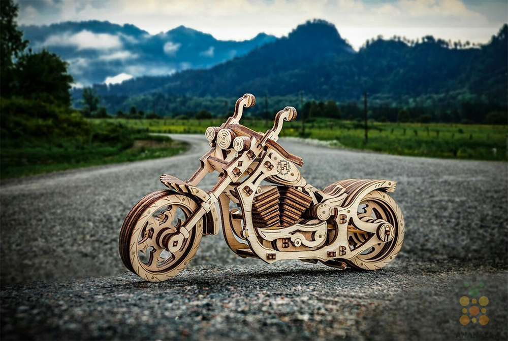 Мотоцикл Крузер (Cruiser) (EWA) - Деревянный конструктор, сборная модель, 3D пазл
