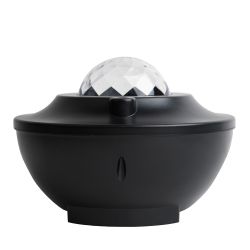 ULI-Q333 6W-RGBW BLACK Светодиодный светильник-проектор с Bluetooth. Проекция Звездное небо. Встроенный MP3 проигрыватель. 2 колонки. USB разъем. Пульт ДУ в-к. Черный. ТМ Volpe
