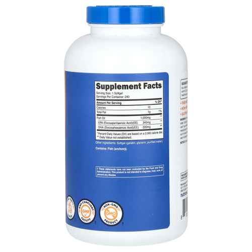 Nutricost, Рыбий жир, 1000 мг, 240 мягких таблеток