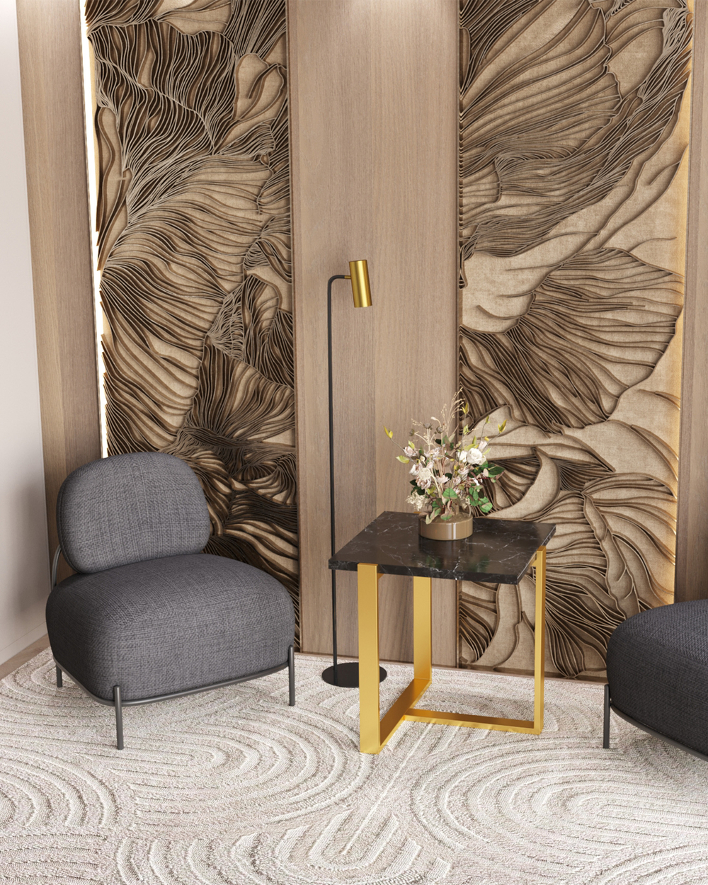 Кресло Стоун рогожка тёмно-серый