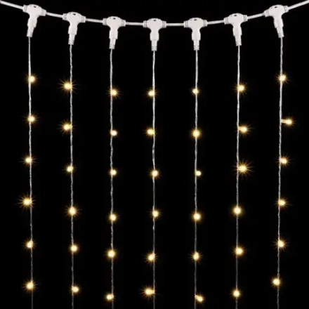 Светодиодный занавес с колпачком 1*6 м., 600 экстра теплых белых LED ламп, прозрачный провод ПВХ, IP65, Beauty led (PCL601CAP-10-2EWW)
