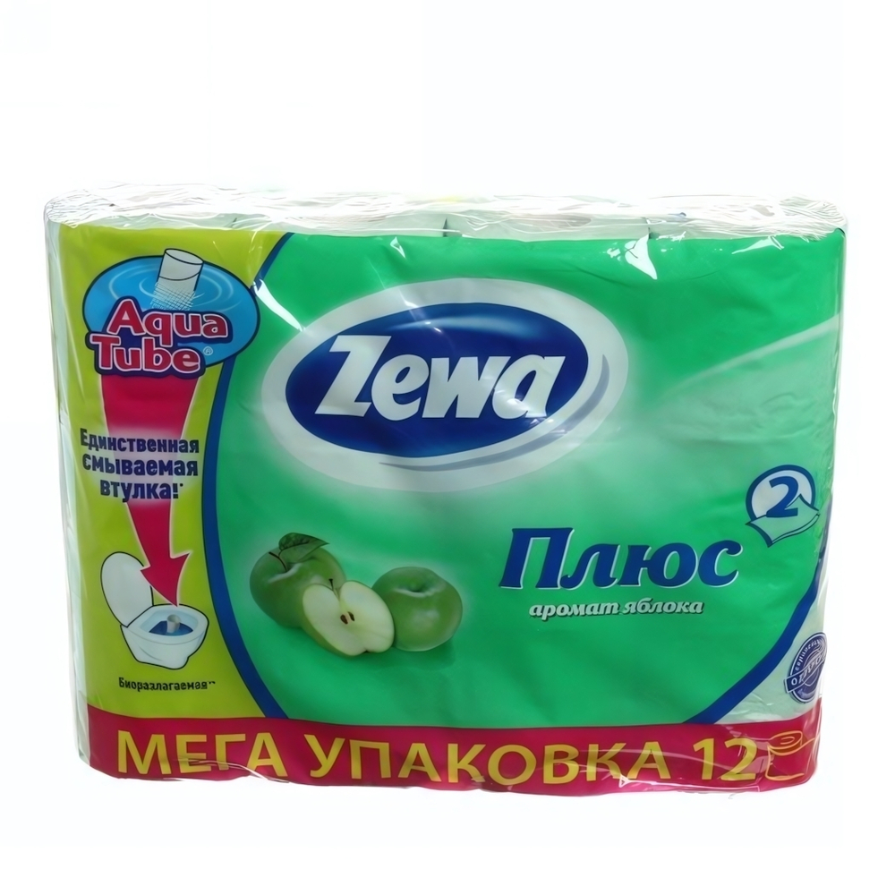 Бумага туалетная ZEWA ПЛЮС с ароматом яблока, 2 слоя 12 рулонов