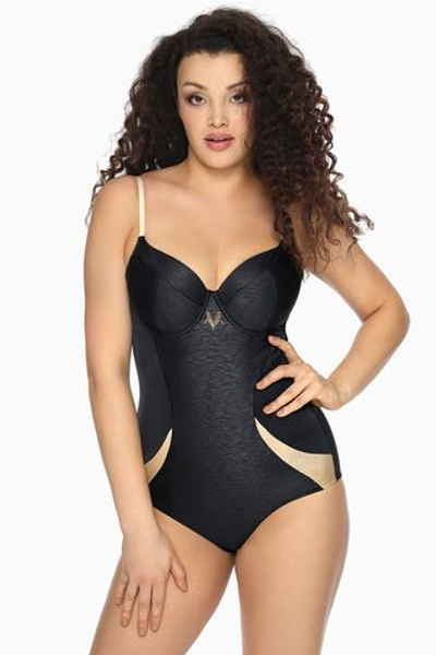 Совместный купальник со вставками из ткани с золотым отливом (Размер: 75H) (Цвет: черный)