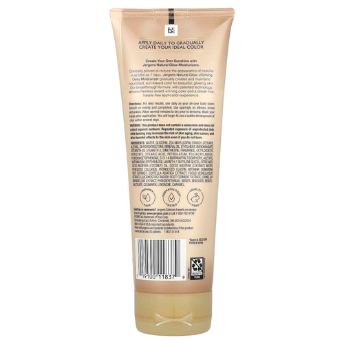 Jergens, Natural Glow, укрепляющее ежедневное увлажняющее средство, средство для загара без загара, от светлого до среднего, 221 мл (7,5 жидк. унц.)