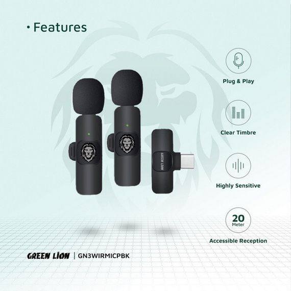 Беспроводной микрофон Green Lion 3 in 1 Wireless Microphone (GN3WIRMICPBK) Black