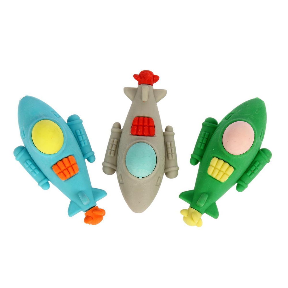 Ластик "Ракета" 5*2см, в пакете, 3 вида микс