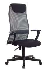 Кресло руководителя Бюрократ KB-8 темно-серый TW-04 TW-12 сетка/ткань с подголов. крестов. пластик
