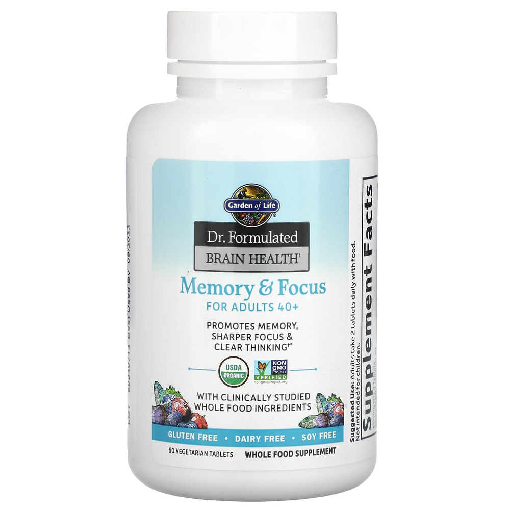 Garden of Life, доктором Формула для здоровья мозга, памяти и концентрации для взрослых от 40 лет, 60 вегетарианских таблеток