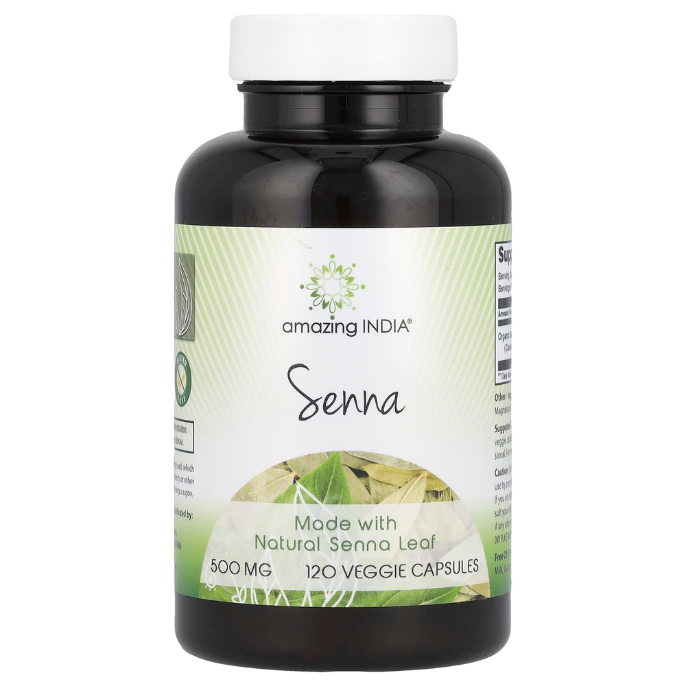 Amazing India, Сенна, 500 мг, 120 растительных капсул