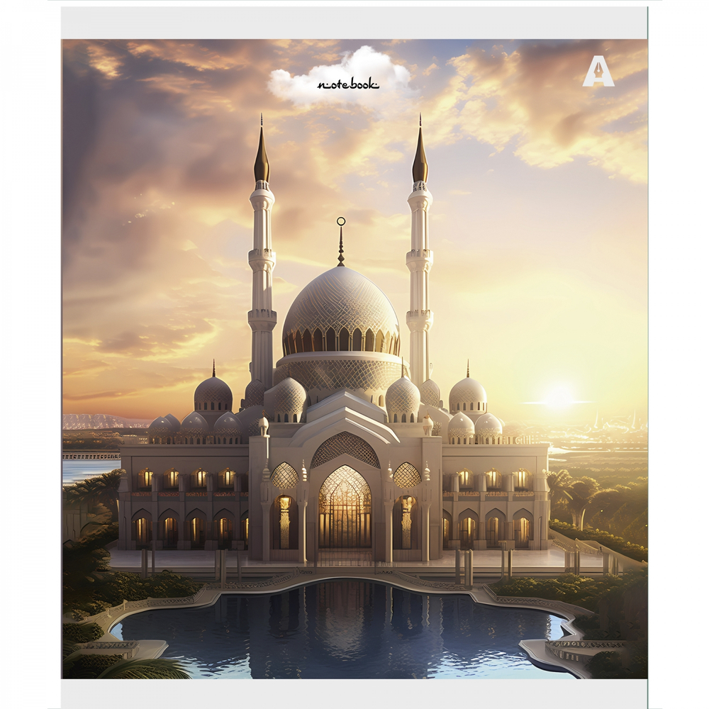 Тетрадь 36 л., А5, клетка, Alingar "Мечети", скрепка, офсет, мелованная бумага, 5 дизайнов в пленке т/у