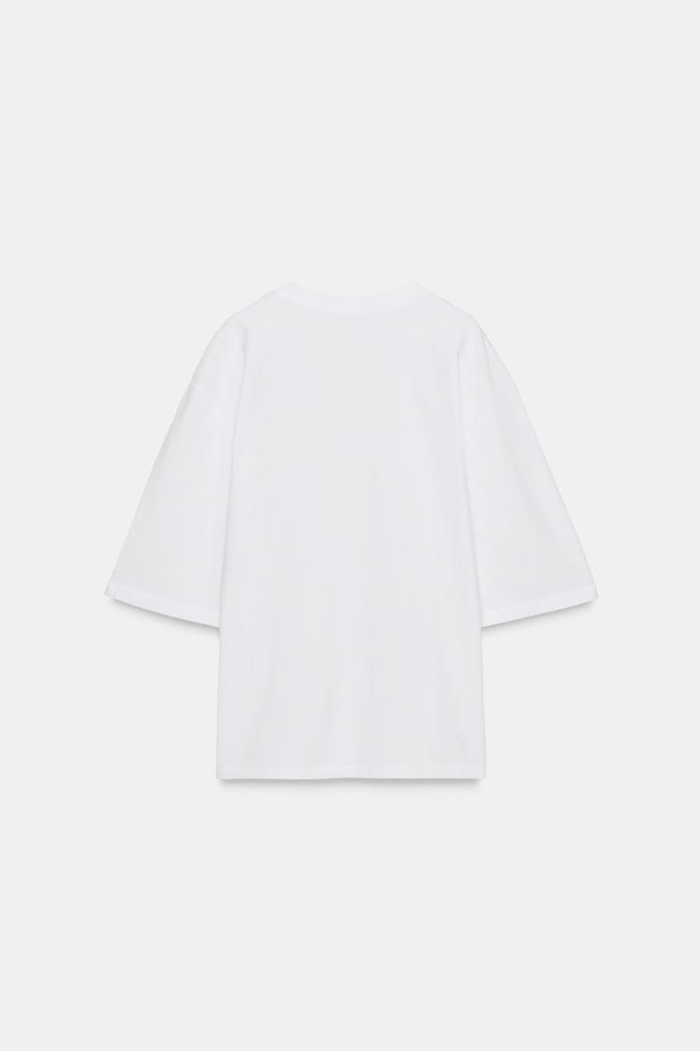 ZARA ФУТБОЛКА ОВЕРСАЙЗ В СТИЛЕ РУСТИК, БЕЛЫЙ