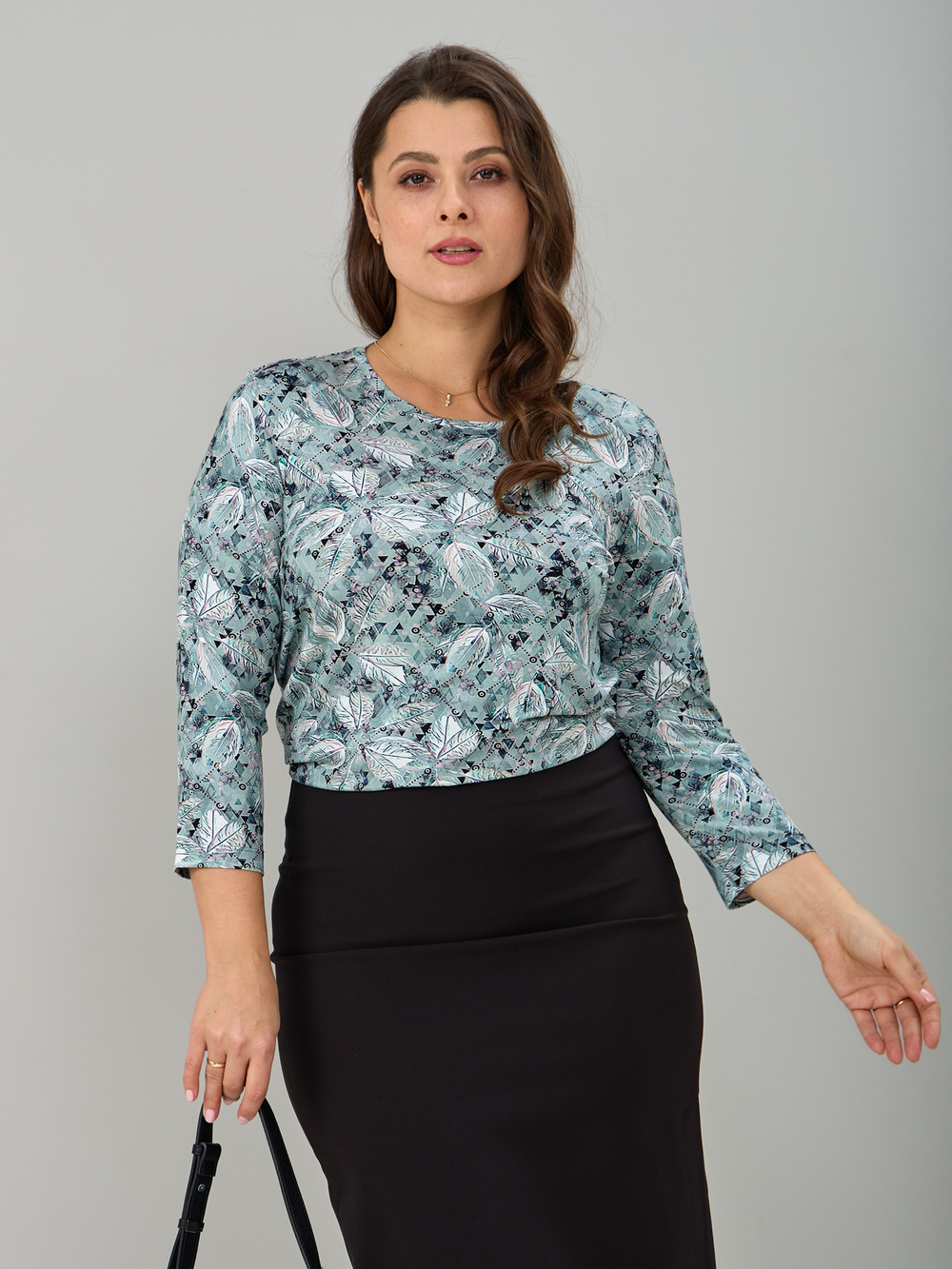 Лонгслив ЛНв-306/ментол-листья