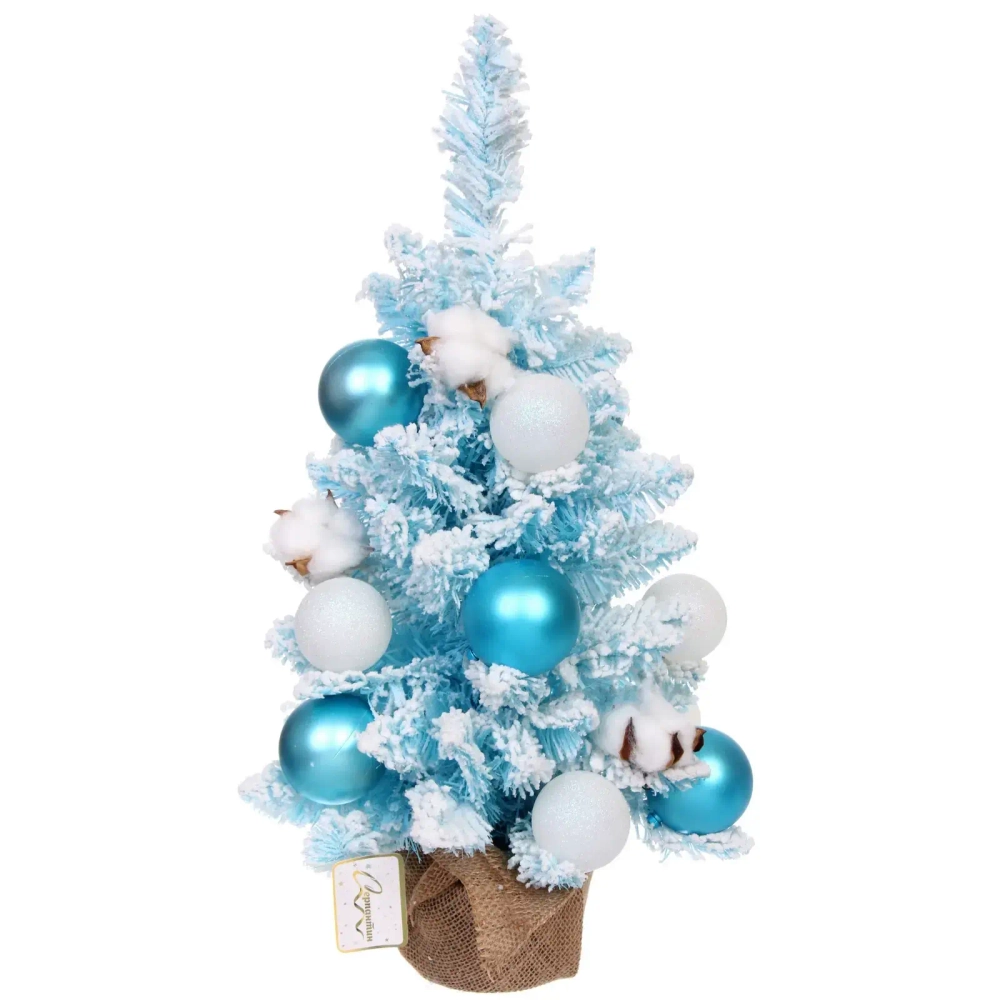 Елка декоративная «Нежность» 60 см, ПВХ с белым напылением (68 веток), Голубой