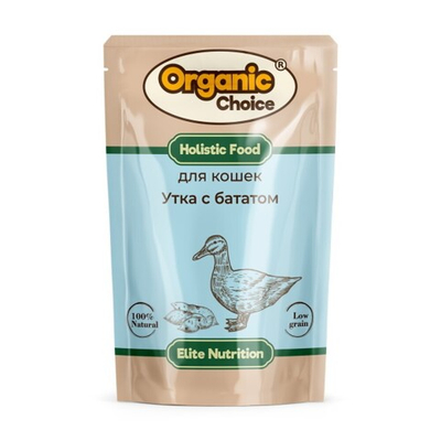 Organic Сhoice Holistic 85 г - консервы (пауч) для кошек с уткой и бататом (Elite Nutrition)