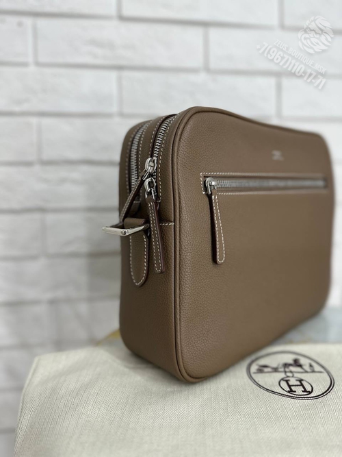 Сумка через плечо Hermes, цвет серо тауповый