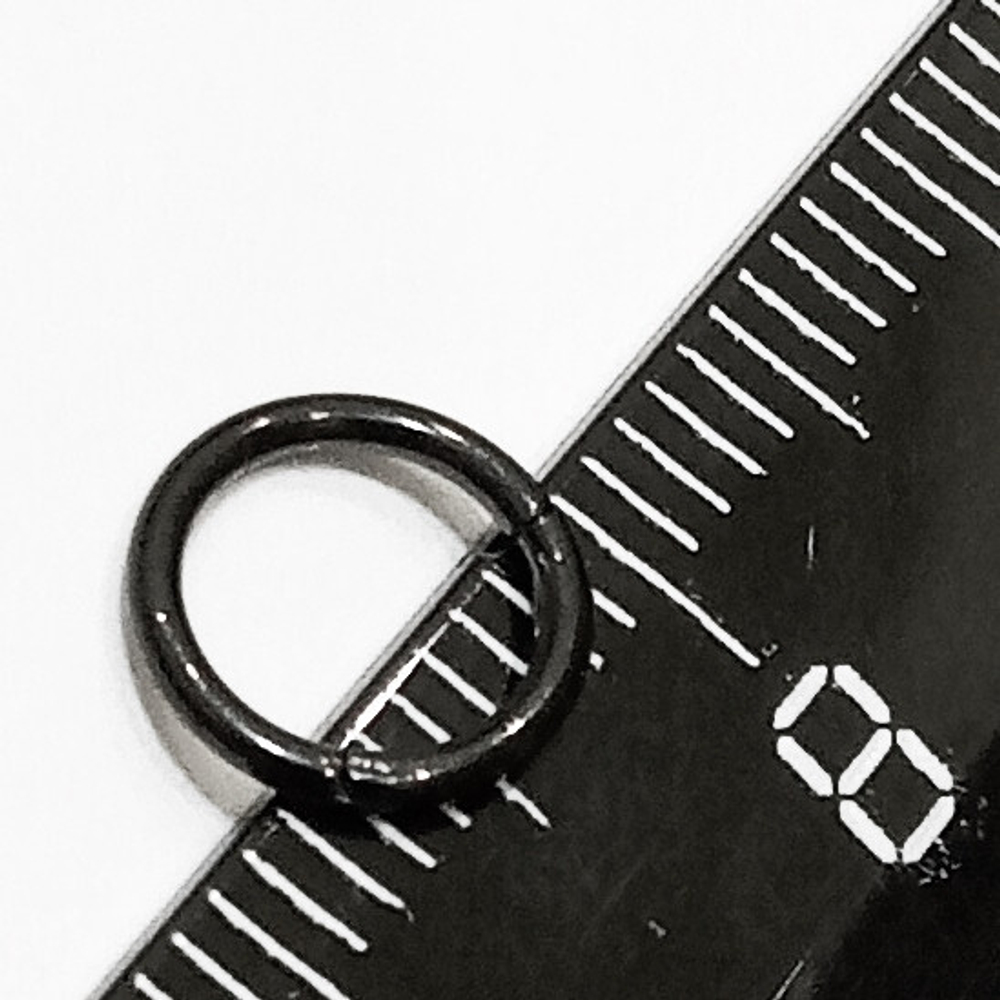 Кольцо-кликер с замком 6 мм толщиной 1 мм для пирсинга. Медицинская сталь, титановое черное покрытие