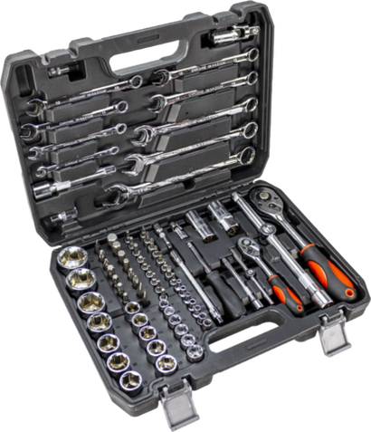 Набор инструментов 82 предмета/автомобильный 1/4, 1/2