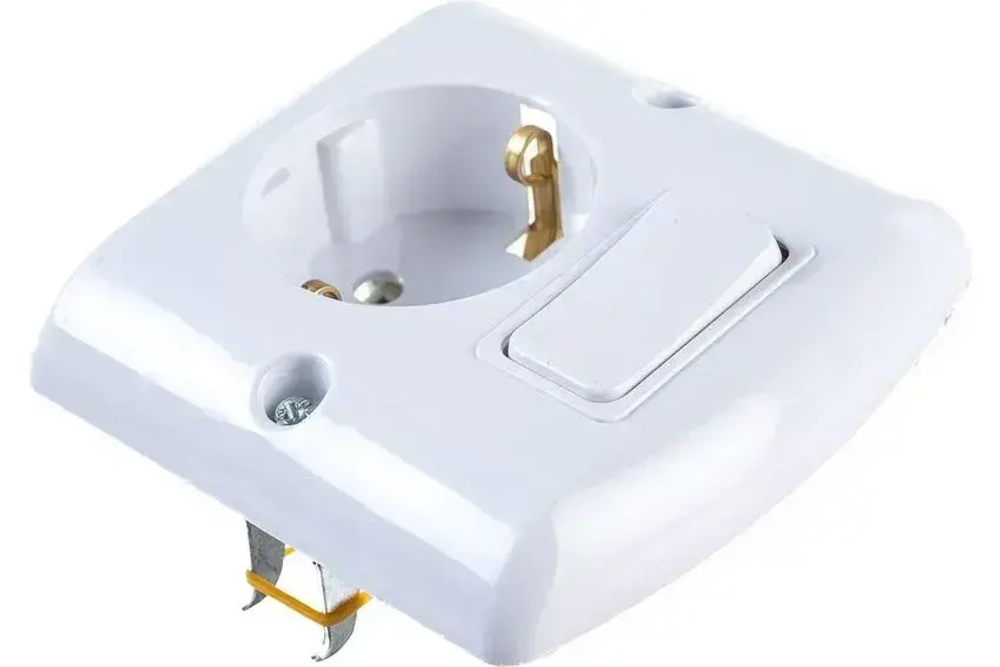 Розетка с заземлением NE-AD 16A, 250В и выключателем 10А*250В, IP20