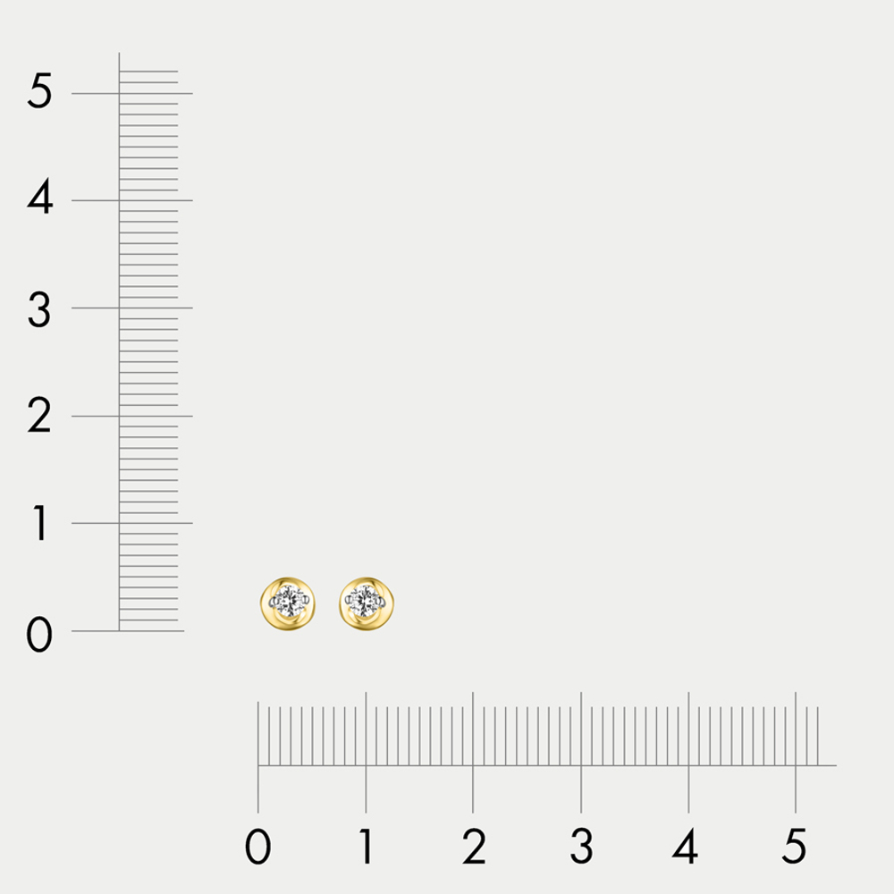 Серьги-пусеты женские с фианитами из желтого золота 585 пробы (арт. 009012-4102)