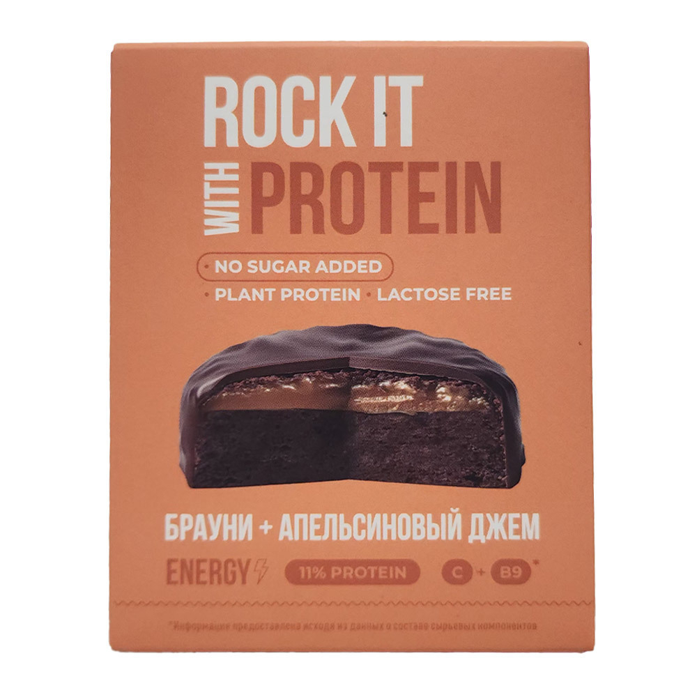 Rock It With Бисквит протеиновый шоколадный брауни с апельсиновым джемом, 50г