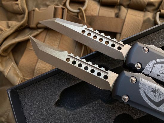 Сет ножей Microtech MT_719-13SETMLS UTX-85 Warhound / Hellhound SET, алюм. рук-ть Molon Labe, бронз