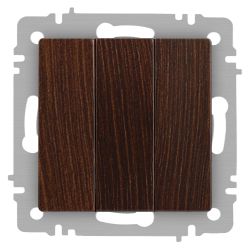 Выключатель Intro Accent 6-106-10 тройной, 10А-250В, IP20, СУ, AL/CU, венге