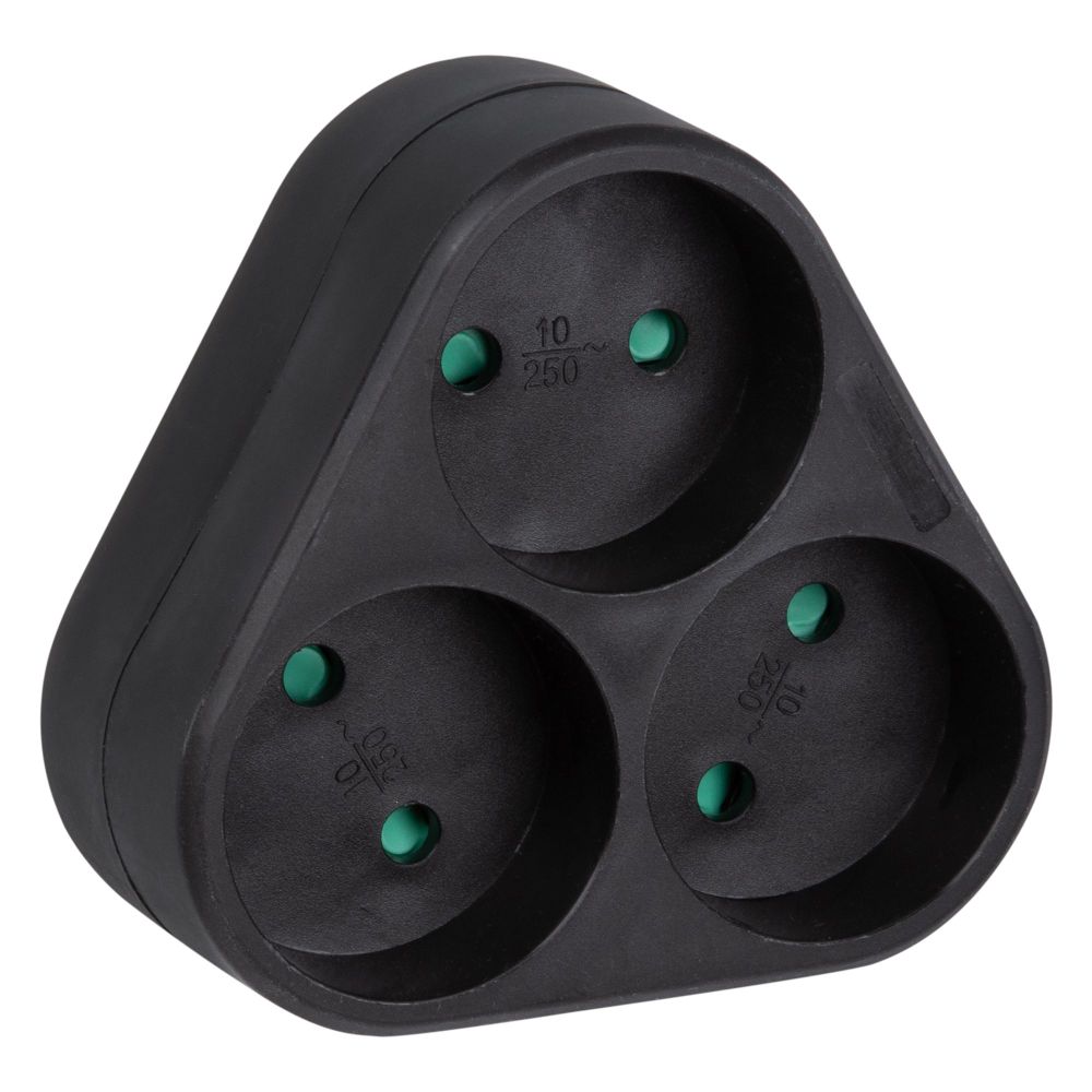 S-ES3-16F BLACK Разветвитель сетевой. б-з. 3 гнезда. 16А. 3500Вт. Черный. ТМ Uniel