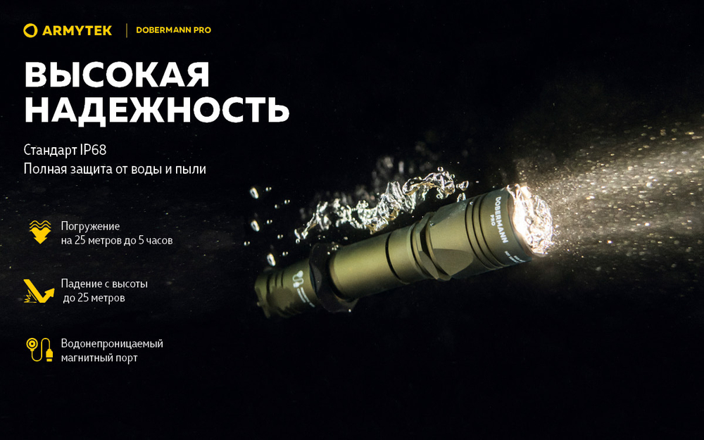 Фонарь тактический подствольный Armytek F07501WO Dobermann Pro Magnet USB Olive (теплый свет)