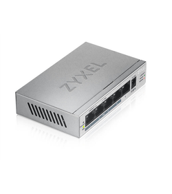 Коммутатор Коммутатор PoE+ Zyxel GS1005HP, 5xGE (4xPoE+), настольный, металлический, бесшумный, бюджет PoE 60 Вт