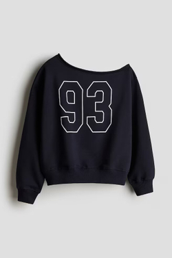 H&M Толстовка на одно плечо оверсайз, синий