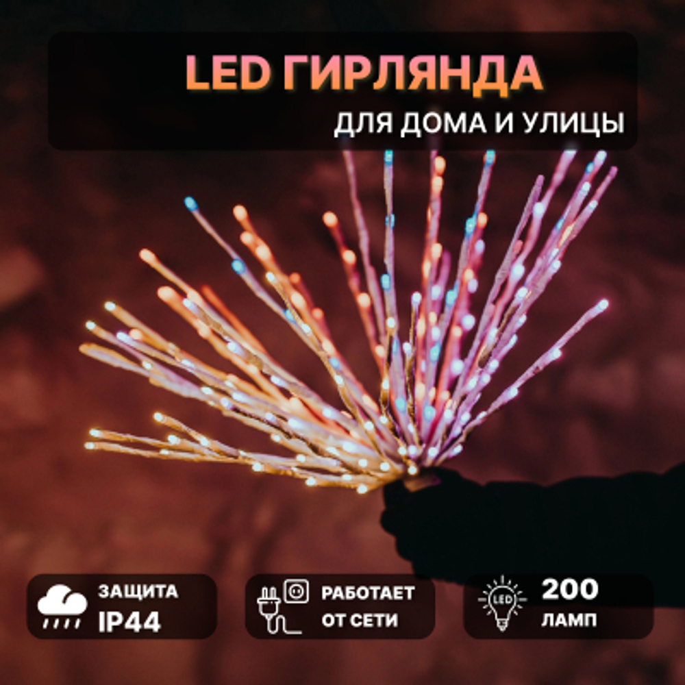 Гирлянда Twinkly Spritzer TWB200STP-WEU RGB 200(40х5) со стартовым шнуром