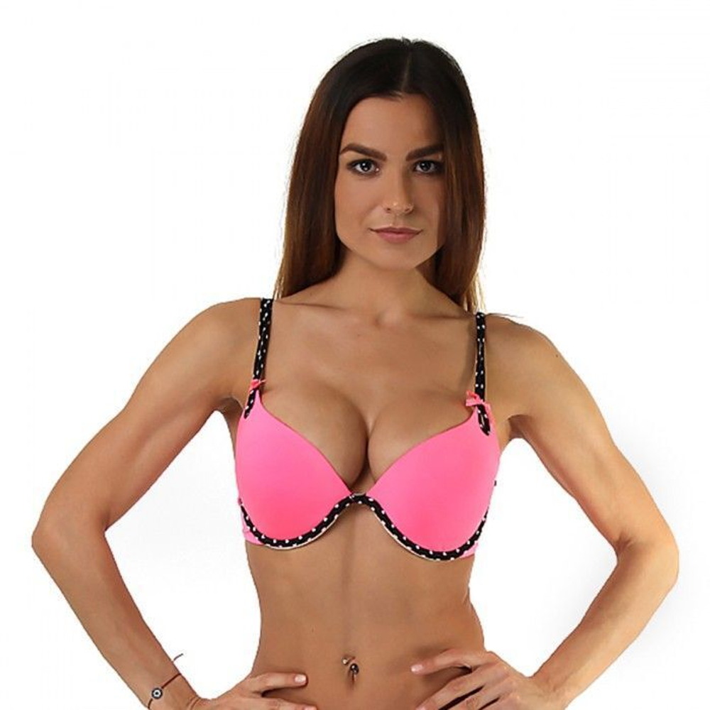 Неоново-розовый планж-бюстгальтер с пуш-ап (Размер: 36B) (Цвет: розовый)