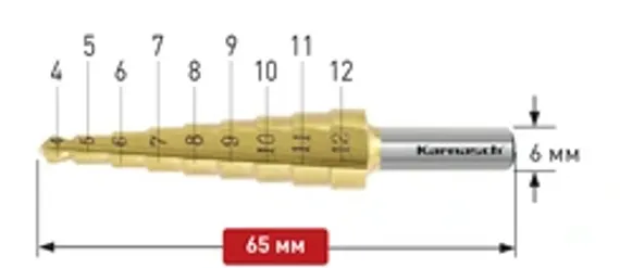 Ступенчатое сверло Ø 4-20 мм, Karnasch, арт. 21.3005