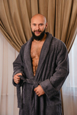 Халат махровый 64-66 темно-серый