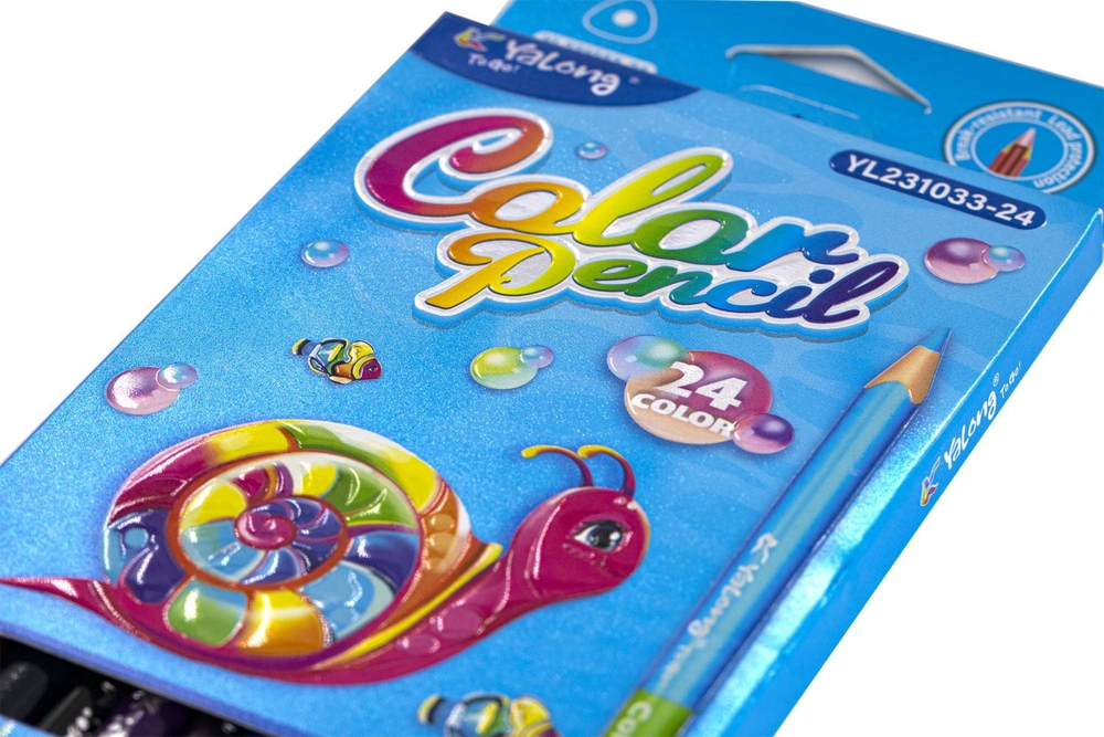 Карандаши цветные двусторонние Yalong 12/24 цв., "World water" деревянные, трехгранные, заточенные, грифель 3.0 мм, картон. уп., европодвес