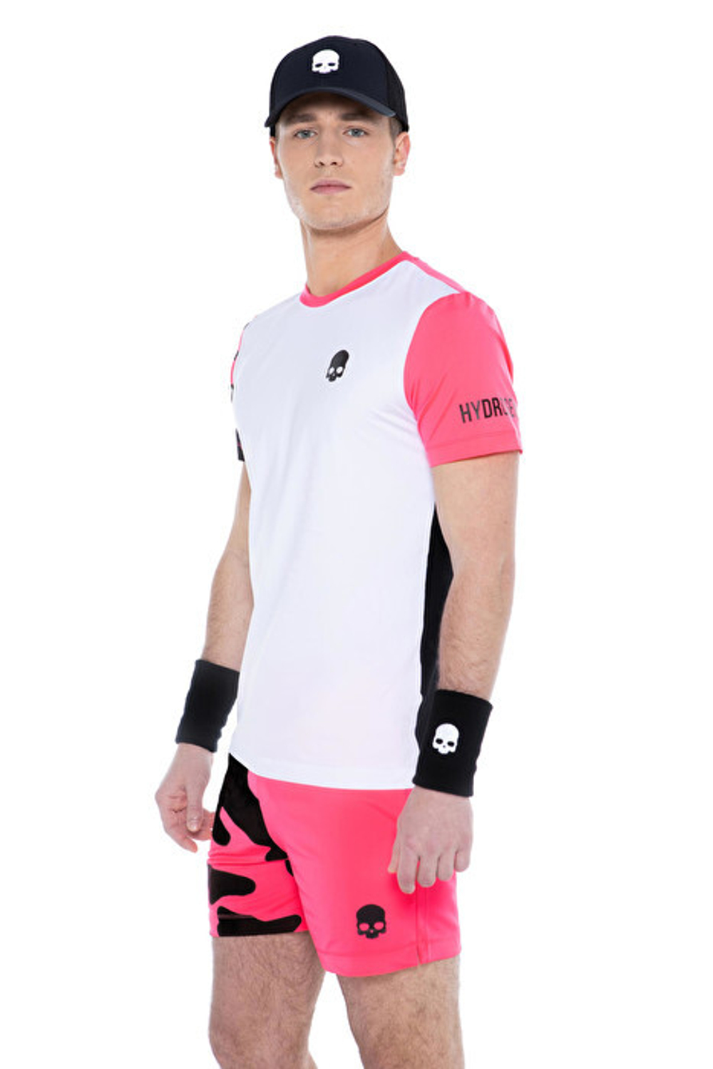 Теннисная футболка Hydrogen Tech Camo Tee - white/fuchsia fluo
