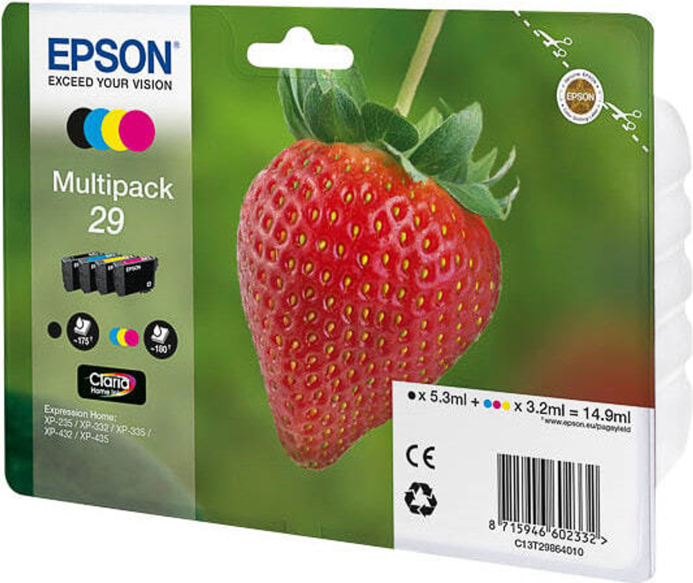 Epson Strawberry 29 CMYK Подлинный Черный, Голубой, Пурпурный, Желтый 1 шт C13T29864010