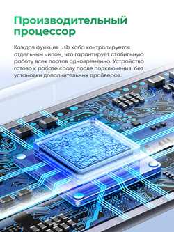 Type-C хаб 5 в 1 VegGieg | HDMI + USB 3.0 + USB 2.0 + RJ45 100 Мбит/с + PD | Без драйверов | Алюминиевый корпус
