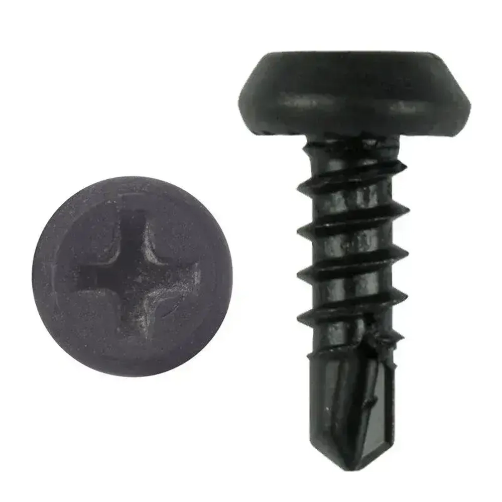 Саморез семечки по металлу, сверло наконечник 3,5х11, черный, 100 шт.