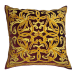 Подушка Флоренция бордо бархатная с шёлковой вышивкой, 48х48 см