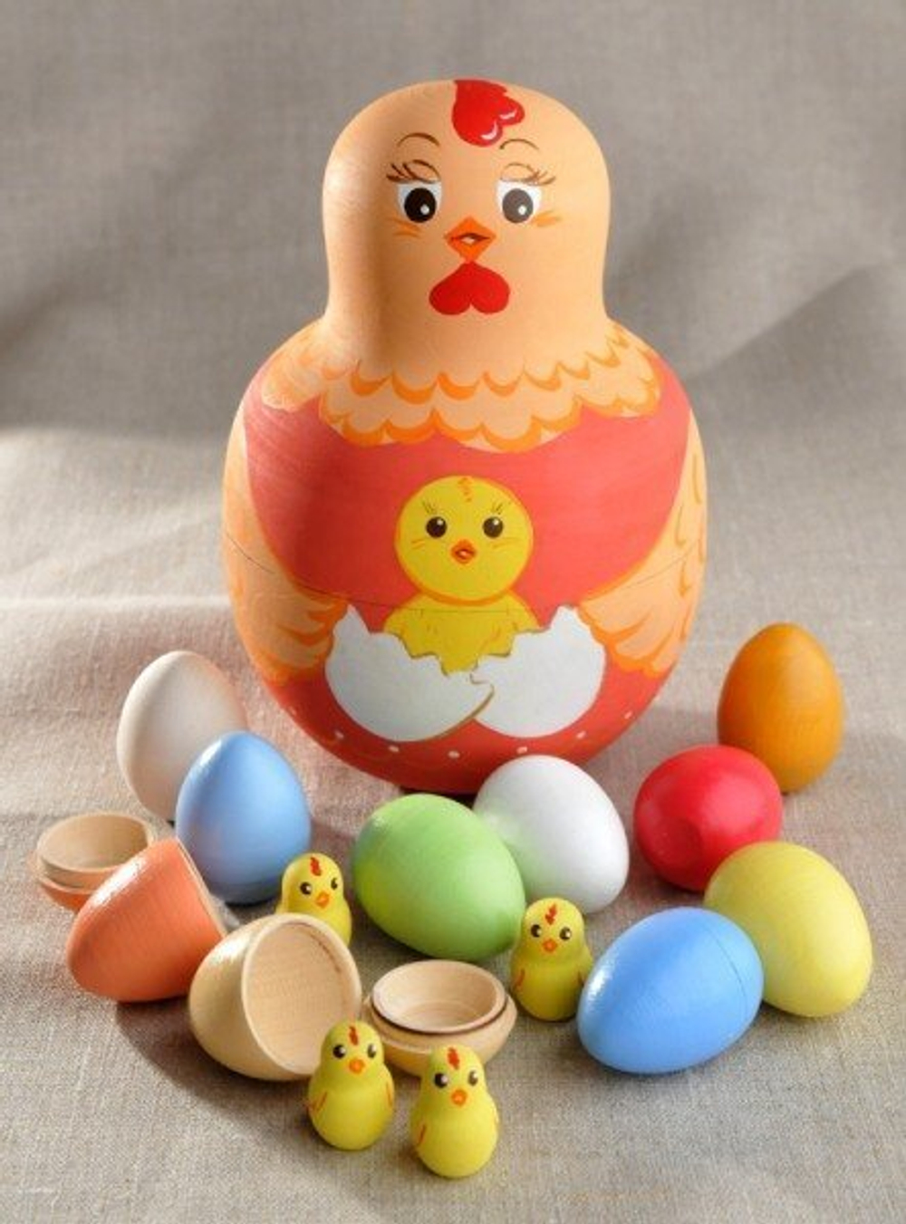 Счетный материал - укладка Курочка-несушка с цыплятами, Катюша